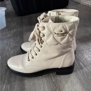 Kate Spade Cream Lace-Up Boots